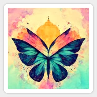 butterfly, flower, floral, gold, beautiful, blue, cute, colorful Sticker